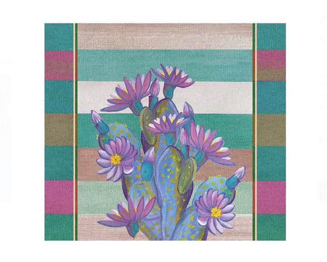 Rectangular rigid tablemat cactus beavertail