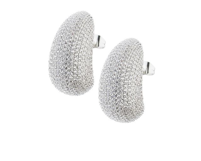 Earrings brass in rhodium-plated brass and zirconia