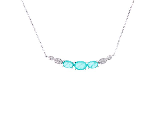 Collana argento con zirconi bianchi e pietra verde