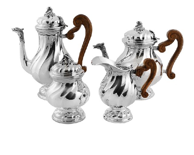 Servizio da caffè argento in stile genovese
