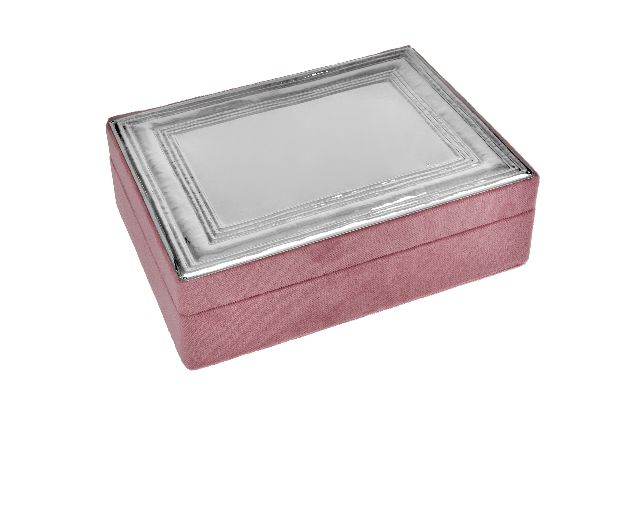 Scatola portagioie argento e velluto rosa