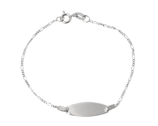 Bracciale bimbo/a argento maglia grumette con piastrina
