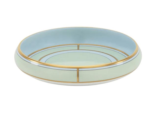 Round valet tray diva porcelain green