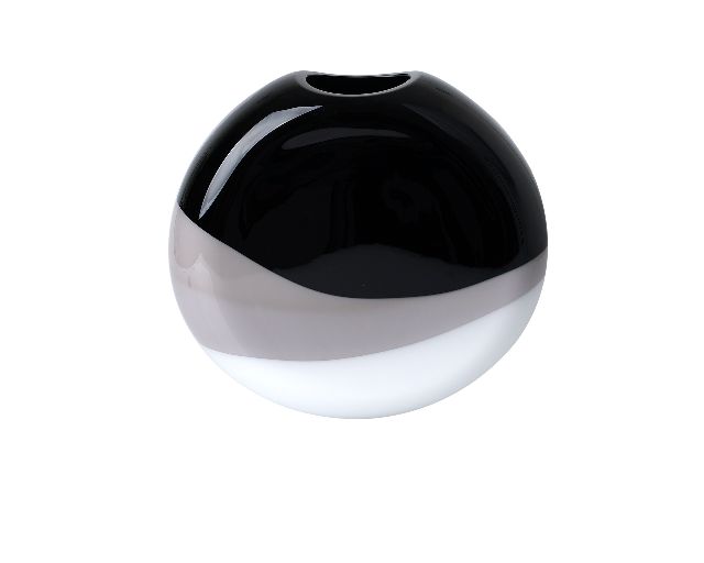 Vase ellisse murano glass milk white black grey