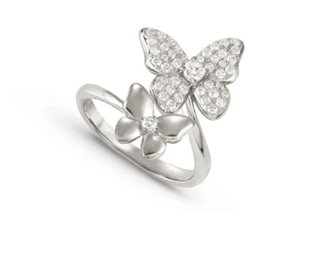 Ring sweet madame silver white butterfly