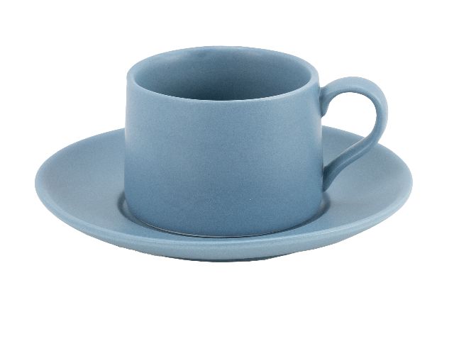 Coffee cup with saucer levante porcelain avio blue