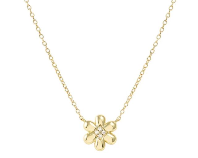 Collana petit sparkle argento dorato fiore e zirconi