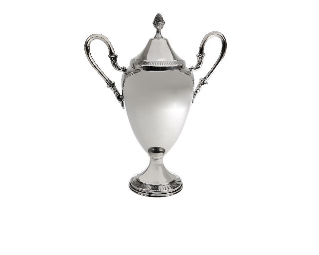 Coppa vittoria argento con manici e coperchio