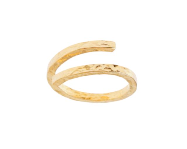 Anello seta argento dorato spirale martellato