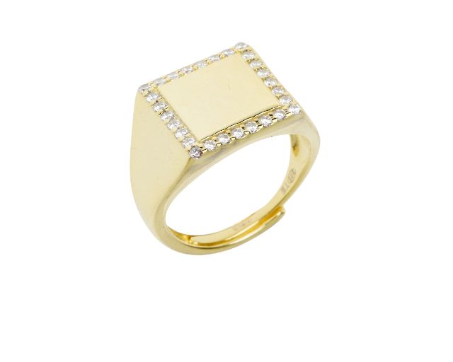 Anello argento dorato con zirconi bianchi