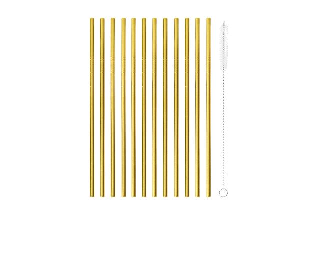 Straight straws bar steel gold
