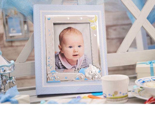 Album orsetto sleepy argento pvd con cornice portafoto celeste