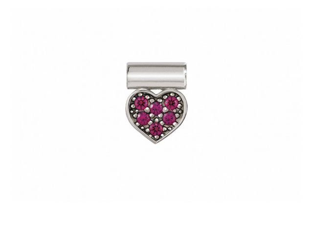 Ciondolo seimia argento cuore rosso e pietre