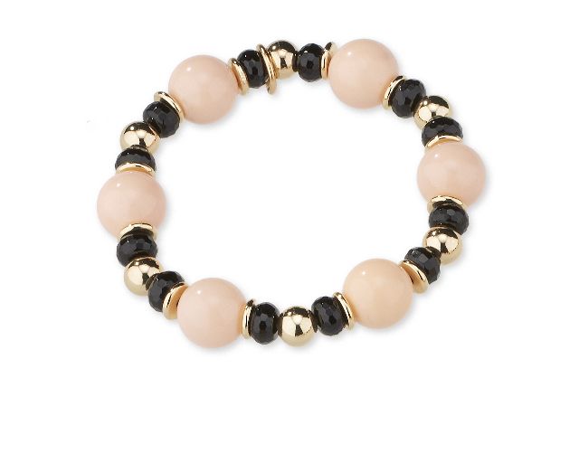 Bracelet brass with black agate and shell