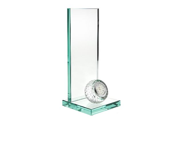 Trophy golf crystal with clock