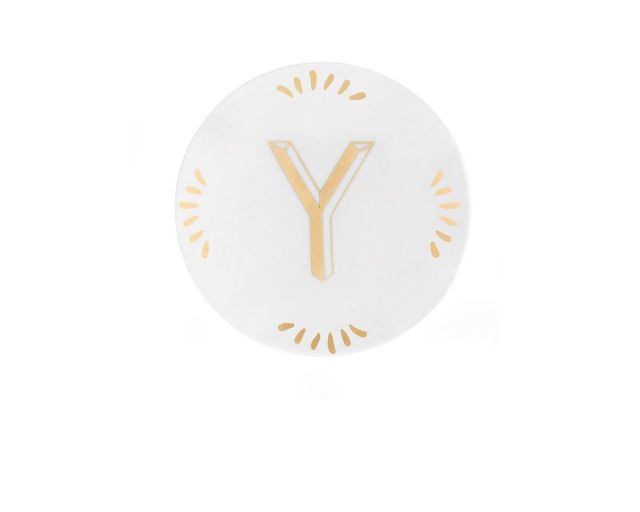 Little plate lettering porcelain letter y