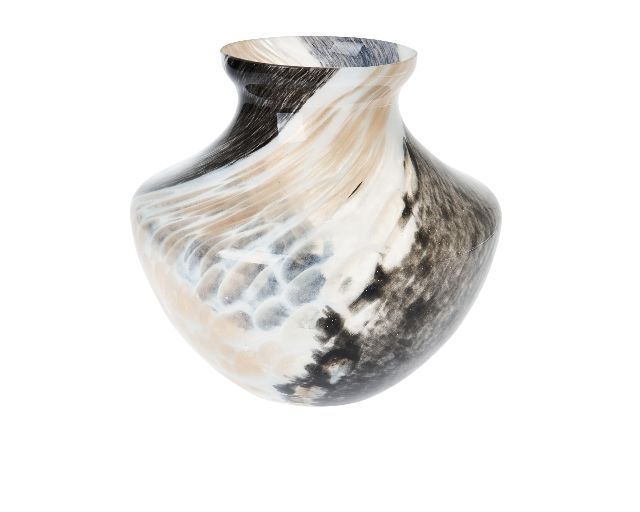 Vaso ettore bianco con striature nere