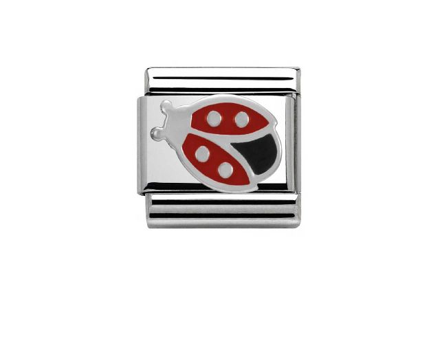 Ladybug composable steel silver and enamel