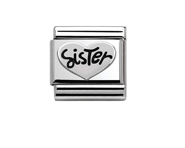 Sister heart composable steel and silver