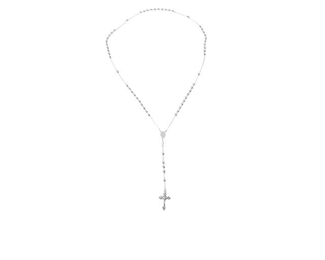 Collana Rosario Argento Con Palline Lucide E Croce Selezione Zanolli 187713 611cl00413