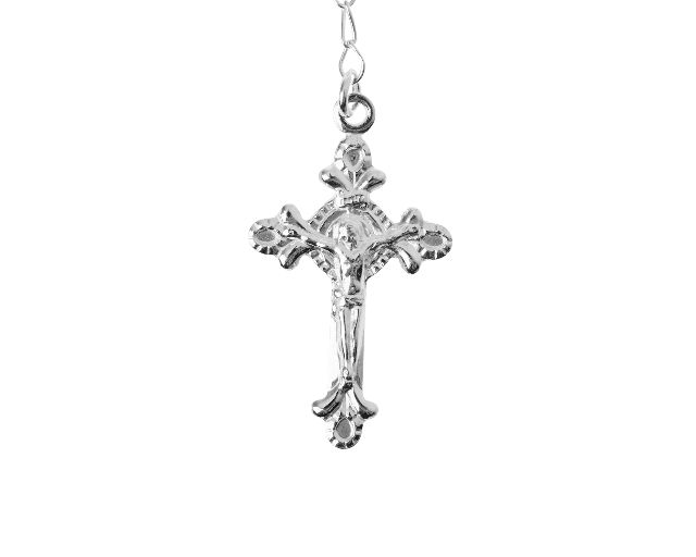Collana Rosario Argento Con Palline Lucide E Croce Selezione Zanolli 187713 611cl00413