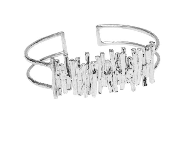 Rigid bracelet greta silver with central bars