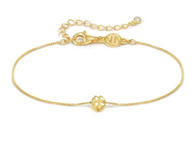 Bracciale armonica argento dorato quadrifoglio