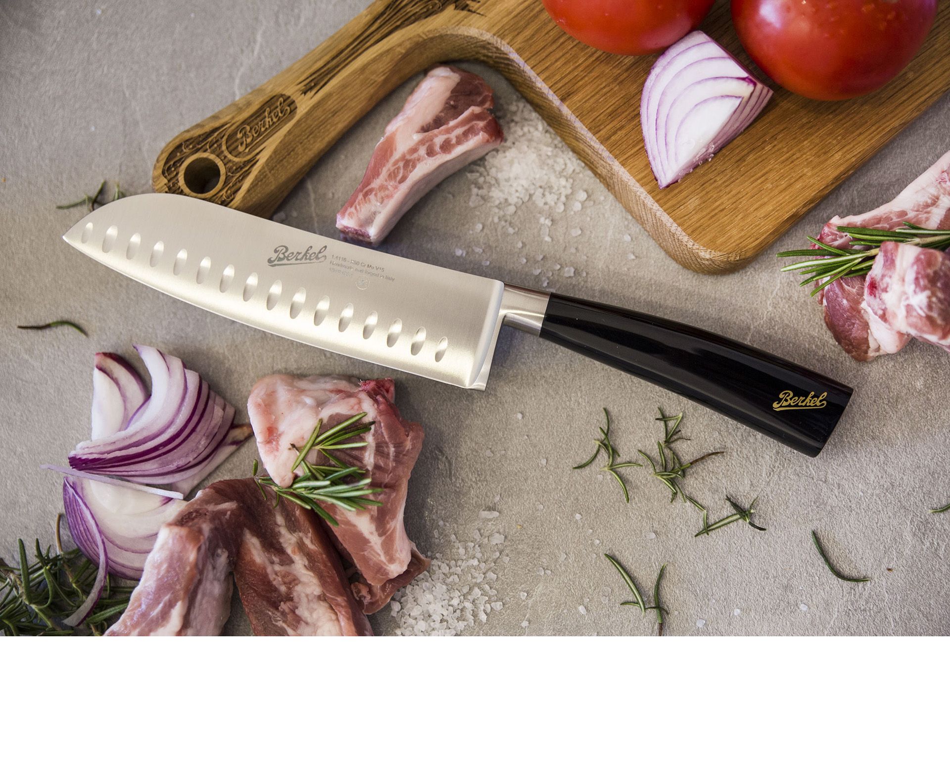 Coltello Santoku Elegance Acciaio Con Manico Nero Berkel 149688 8401sa18srbbl