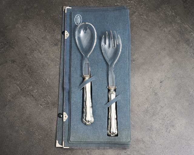 Salad cutlery set silver 40 grammi 2 pieces in baroque style