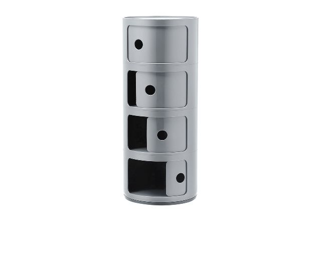 Cassettiera Componibile Recycled A Quattro Elementi Colore Silver Kartell 166529 90604985si