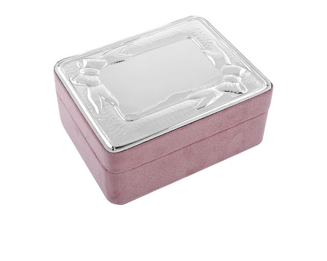 Jewellery box silver and pink velvet
