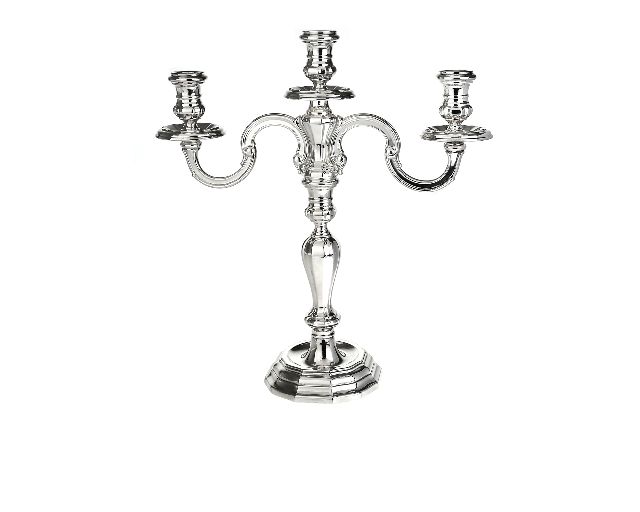 Candelabro barocco argento a tre fiamme