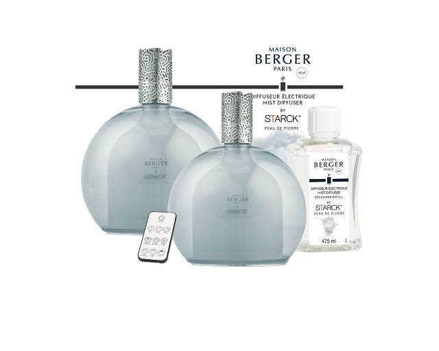 Gift Pack Electric Diffuser X Starck Grise With Peau De Pierre Fragrance Maison Berger Paris