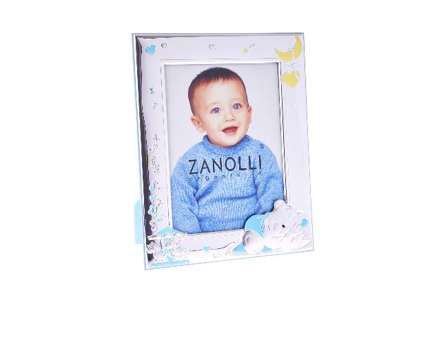 Picture frame sleepy teddy bear pvd silver blue