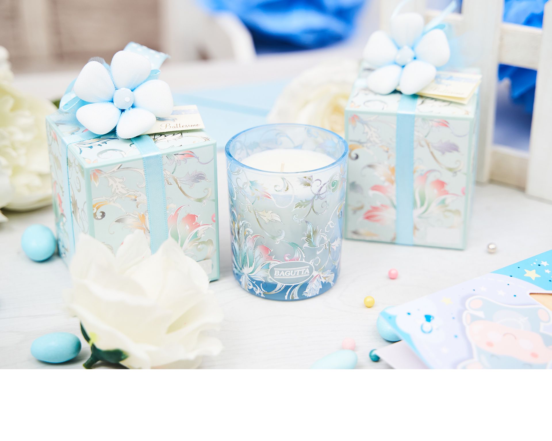Candleholder Glass Cinnamon Blue With Sugared Almonds Selezione Zanolli 170691 592215802azhx