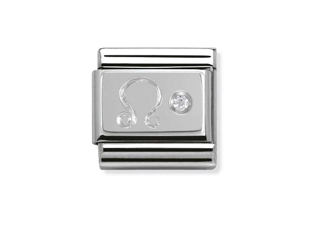 Leone composable acciaio argento 925 e zirconi