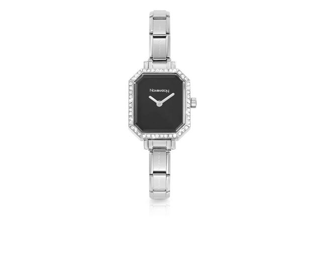 Watch composable paris steel with zircons and black dial