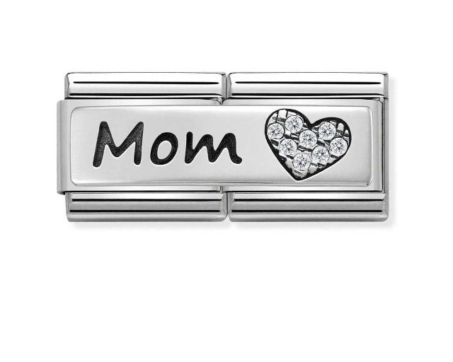 Mom composable acciaio argento e zirconi