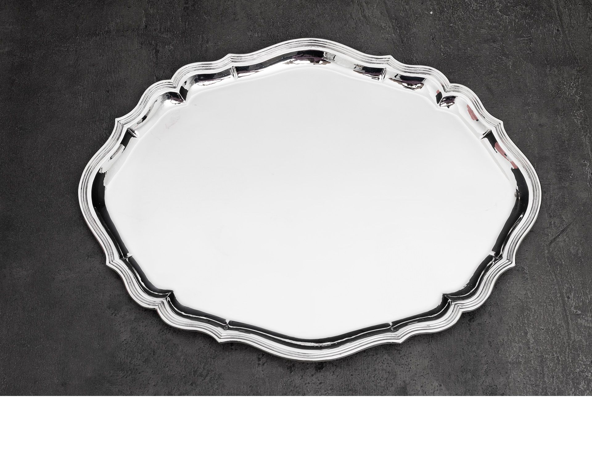 Vassoio Ovale Argento In Stile Settecento Usato Ricondizionato Zanolli Vintage 186998 Us0007531