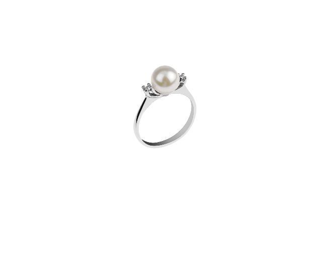 Anello Azzurra Oro 750 Con Perla Bianca E Diamanti Selezione Zanolli