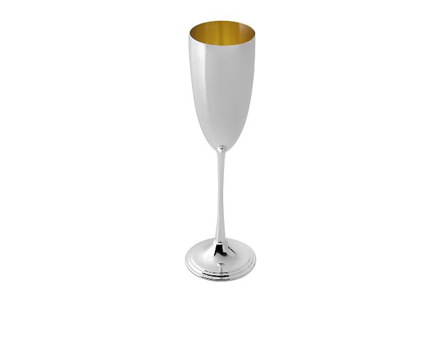 Flute silver plated with tall stem and gilt interior