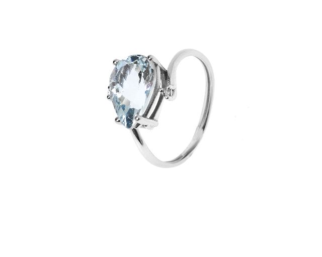 Ring gold 750‰ with aquamarine drop and diamonds