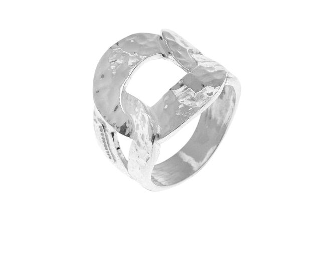 Ring chain silver with hammered rings