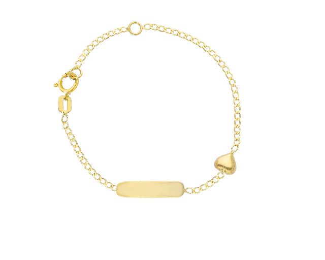 Bracciale bimba oro 750‰ con cuore e piastrina