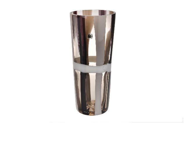 Vaso Troncocono Vetro Di Murano Latte Nero Grigio Carlo Moretti 137690 6771741rlng