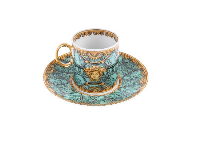 Tazza espresso la scala del palazzo porcellana verde con piattino