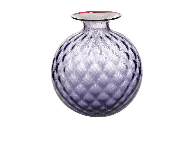 Vase monofiore balloton murano glass indigo with red ring