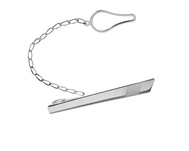 Tie clip silver with satin band