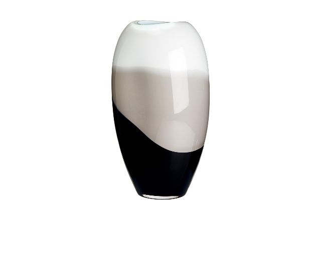 Vaso ellisse vetro di murano latte nero grigio