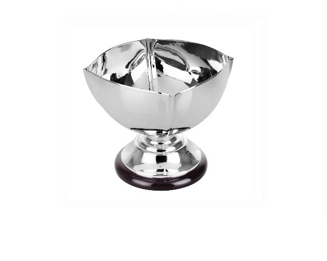Coppa silver plated con base in legno